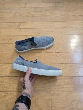 Rothy's | The Sneaker Navy White Micro-Stitch Preppy Sneakers | WMS 7.5